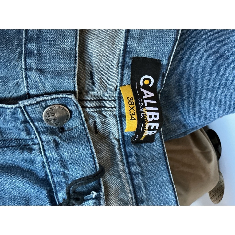 Caliber Men CDMG Acid‎ Washed Y2K Hip Hop Jeans 38x34 Distressed Side Zip Pocket - Picture 4 of 4